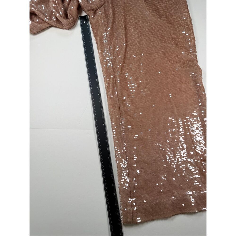 Ted Baker Milleit Matte Sequin Wide Leg Sequin High Rise Pant Light Pink Size 10 - Picture 8 of 12